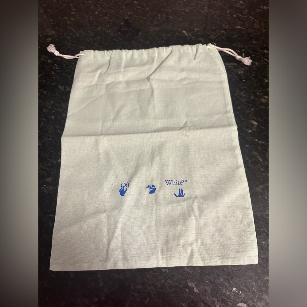 Off-White drawstring dustbag approx 11.5 X 15 NWOT
